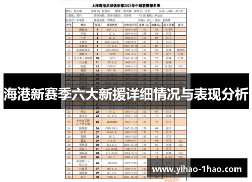 海港新赛季六大新援详细情况与表现分析